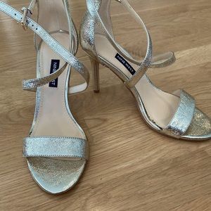 Gold leather evening shoes